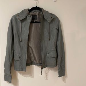 Joie zip up leather jacket with removal hood, XS